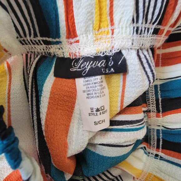 LEYVAS Wrap Party Pants Wide Leg Stripes Colorful - Picture 10 of 15